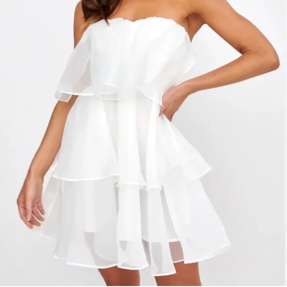 Abercrombie & Fitch Organza Strapless Tiered Mini Dress - Picture 2 of 3